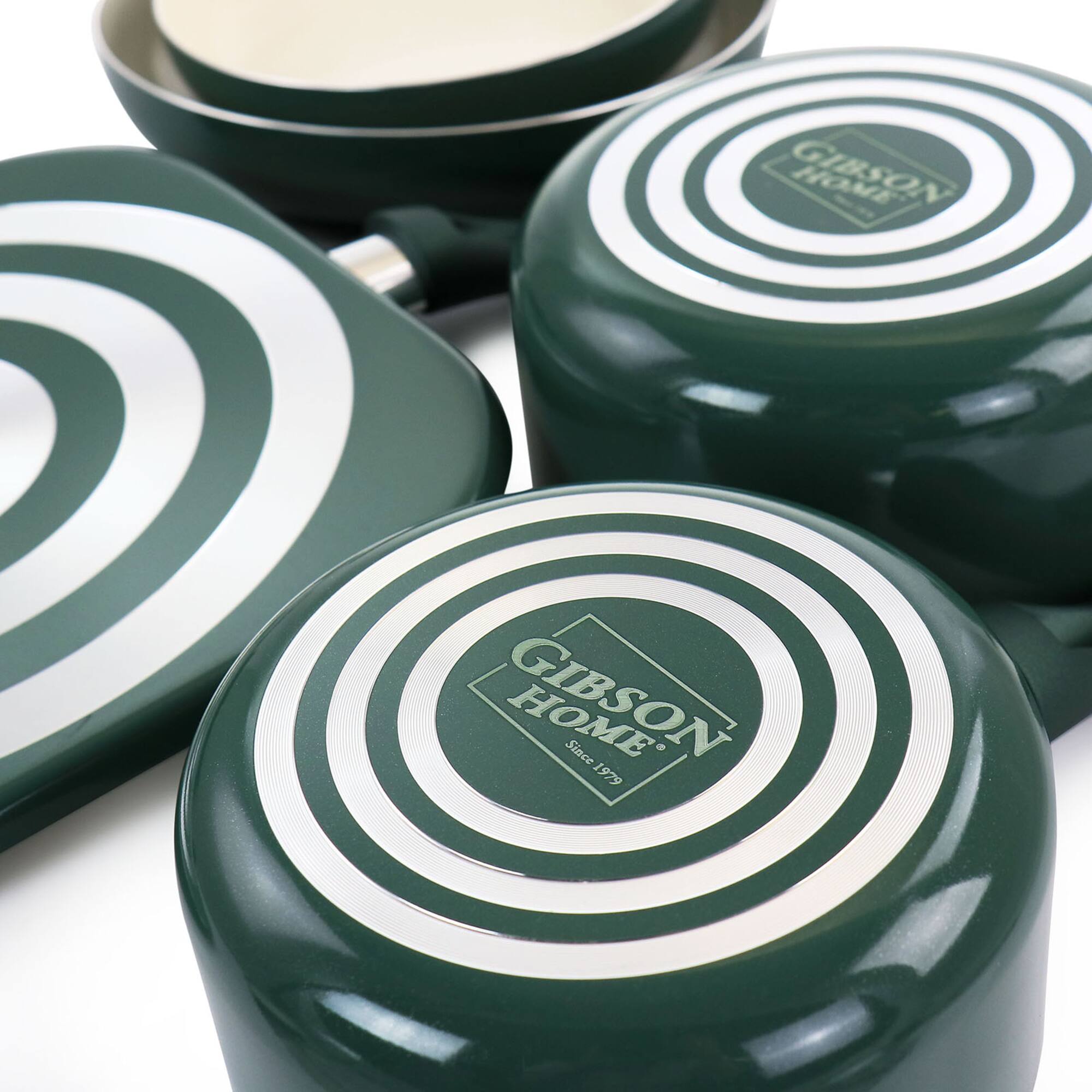 Gibson Home® 11-Piece Green Gazebo Ceramic Nonstick Aluminum Cookware Set